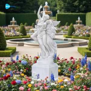 야외 정원 장식 날개 달린 천사 조각상 유럽 디자인 대리석 수공예 내구성 조각 - Product Image 3