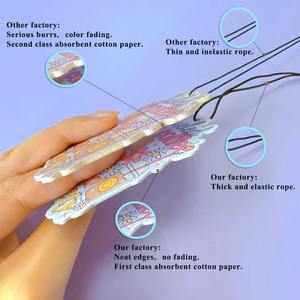 Ambientador de papel a <span class=keywords><strong>precio</strong></span> de fábrica, fragancia personalizada, dibujos animados bonitos duraderos, varios diseños coloridos, ambientadores de coche propios, papel - Product Image 6