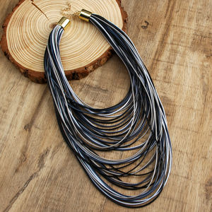 Collar de Cordón de Cera Multicapa Exagerado Nuevo de 2025, Collar de Cordón de Cuero Colorido Retro Bohemio - Product Image 5