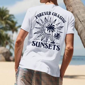 Camiseta de Playa para Mujer FOXA, Diseño Gráfico de Palmeras Perseguyendo el Atardecer, Camiseta de Verano para Vacaciones, 100% Algodón, Jersey Transpirable - Product Image 4