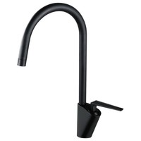 Robinet de cuisine Huagao moderne à monobloc noir en laiton, avec douchette extractible, commande par application et valve en céramique