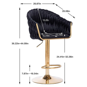 Taburete de Bar giratorio de terciopelo de 360 grados <span class=keywords><strong>con</strong></span> <span class=keywords><strong>respaldo</strong></span> bajo y reposapiés, taburete de Bar ajustable, taburete de bar silla de <span class=keywords><strong>cocina</strong></span> - Product Image 6