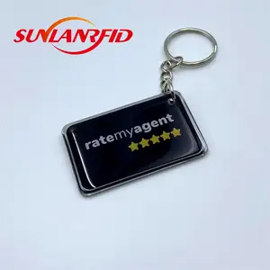 SUNLAN Customized Logo Printing 30mm NTAG 213 Epoxy Card Keyfobs Share Social Media Phone Tags Waterproof NFC Epoxy NFC Keychain
