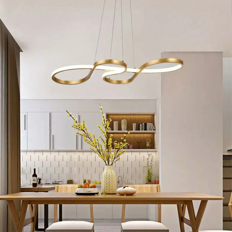 Plafonnier LED au néon doré au design minimaliste, luminaire décoratif de  plafond, design moderne, idéal pour