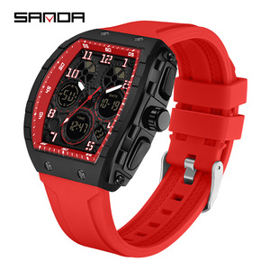 Reloj de Pulsera SANDA 6157 para Hombre, Estilo Deportivo y Moderno, Correa de Cuero, Cuarzo Analógico, Caja de Acero Inoxidable, Resistente al Agua - Product Image 1