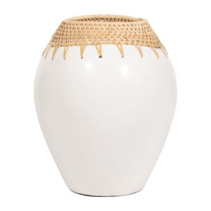 Vaso in ceramica moderno con bordo intrecciato per decorazioni da soggiorno e complementi d'arredo - Product Image 3