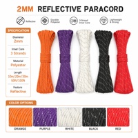 Cordon de paracorde Yongxiang 2 mm vert fluorescent réfléchissant, cordon de parachute ultraléger tressé camouflage pour tente et bâche