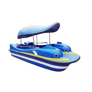 Grosir komersial serat kaca lumba-lumba anak-anak tenaga matahari 4 orang perahu dayung