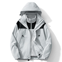 Blouson Bomber Réversible 3-en-1 Coupe-Vent Homme Femme Hiver à Capuche Veste Extérieure Détachable Deux Pièces en Polyester pour Randonnée