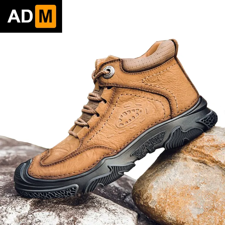 2022 new men's outdoor hiking boots waterproof non-slip safety out shoes short boots fashion brown high-top ankle support