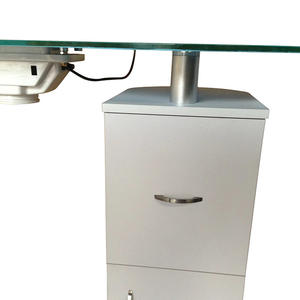 Solo de <span class=keywords><strong>mesa</strong></span> con función de almacenamiento LED luz y salida de aire de uñas de vidrio Oval de verde esmeralda de muebles de Metal - Product Image 5