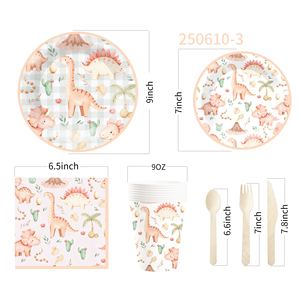 DAMAI - Juego de Vajilla Desechable con Diseño de Animales, Platos de Papel para Postre, Vasos y Servilletas con Lindo Estampado de Dinosaurios para Fiestas - Product Image 5