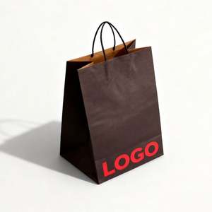 Sac en papier kraft personnalisable haut de gamme, emballage pour la restauration à emporter, cadeaux, shopping, vêtements, thé au lait, café - Product Image 1