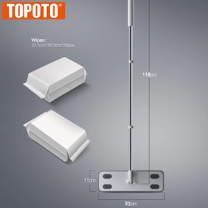 For New Disposable Steel Extendable Handle Sweeper Wipe <strong>Mops</strong> Floor Cleaning Duster Dry &amp; Wet Flat <strong>Mop</strong> with Cloth <strong>Fixing</strong> Clip - Product Image 1