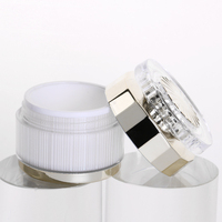 15g 30g 50g Bouteille vide ronde de luxe en acrylique blanc Conteneur de crème pour la peau Design Pot cosmétique doré Couvercle transparent