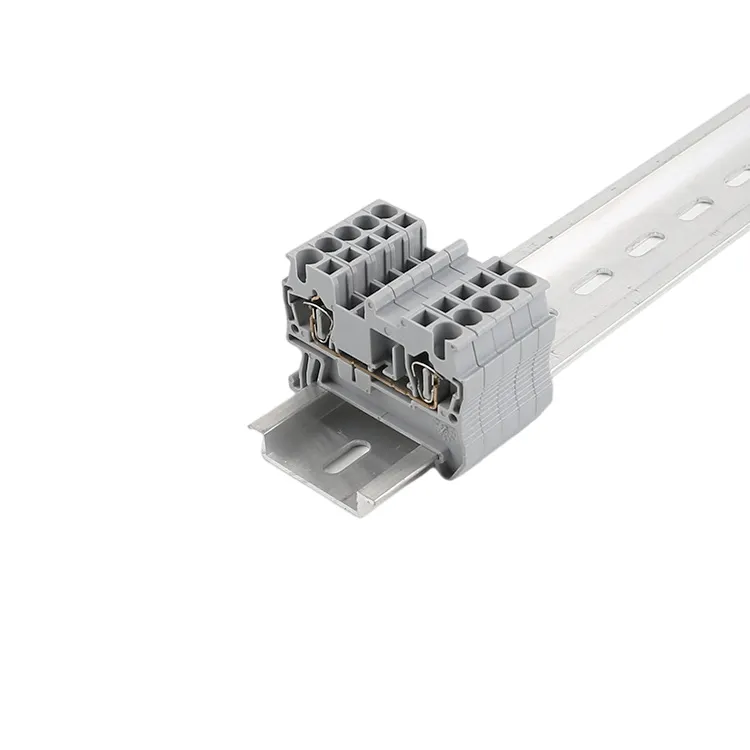 ST2.5 screwless feed through quick wire connector 2.5mm spring cage cable electric din rail spring clamp terminal block