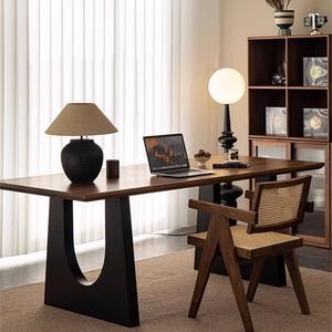 Solid Wood <b>Desk</b> Walnut Color 180Cm Office Writing Computer Table Modern Simple Design Home Workspace Furniture - Product Image 2