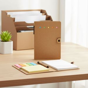Cuaderno Promocional de Papel Kraft con Espiral, Bloc de Notas Autoadhesivas, Bloc de Notas de Papel Kraft, Bolígrafo, Artículos de Papelería de Escritorio, Serigrafía - Product Image 4