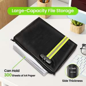 Feuerfeste und wasserdichte Dokumenten- und Geldtasche mit Reißverschluss und Schloss für Bargeld, Mobiltelefone, Schlüssel und Kreditkarten - Product Image 2