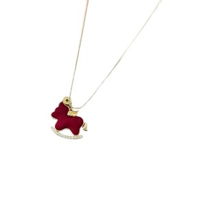 Red Velvet Pony <b>Necklace</b> For Women Zinc Alloy Animal Shape Daily Wear Gift Jewelry - Product Image 5