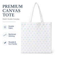 Sac fourre-tout en toile blanche avec imprimé à pois bleus, grande capacité, réutilisable, sac de shopping robuste en toile épaisse, sac à bandoulière pour usage quotidien