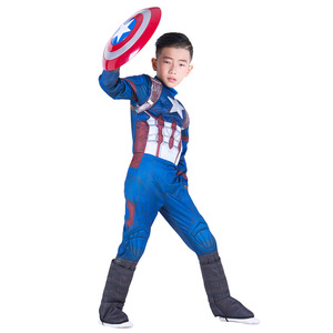 Disfraz de Capitán América para niños de 8 a 13 años, traje de héroe azul, rojo y blanco con escudo, traje para actuaciones en escenario - Product Image 1