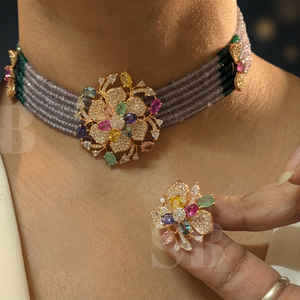 STUNNING SPARKLES <b>Gold</b> Plated Flower Crystal Necklace Earrings <b>Set</b> Women's Wedding <b>Jewelry</b> Classic Style Fashion <b>Jewelry</b> <b>Sets</b> - Product Image 3
