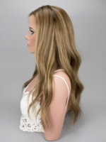 Peluca Judía con Nudos Individuales, Peluca con Encaje HD, Balayage Marrón Rubio Ombre, Cabello Humano Virgen Ondulado, Pelucas sin Pegamento para Mujeres Judías