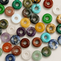 Perles Donut à Grand Trou en Agate Naturelle, Pierre Précieuse, Boucle de Paix, Perles Libres pour la Fabrication de Bijoux DIY (Bracelets, Colliers) - Vente en Gros