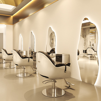 Miroir LED de grande taille personnalisable, style vague irrégulière, avec lumière tricolore, pour salon de coiffure et usage professionnel – Fournisseur direct usine