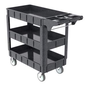 Carrito de Servicio de Plástico de Alta Resistencia DB con 3 Estantes, Capacidad de 600 lb, Asa Ergonómica, para Garaje - Product Image 1