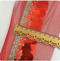 Accessoires de danse : Dentelle à mailles superposées, paillettes dorées saupoudrées, perles irisées réversibles, rubans tissés