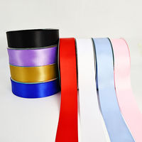 Rouleau de ruban de satin de couleur unie de 25mm avec emballage cadeau ruban de gâteau d'anniversaire ruban de marque arc