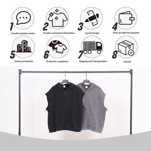 Nuevo Producto 2026, Chaleco Batik Desgastado de 400g, 100% Algodón, Estilo Urbano, Sin Mangas, con Cierre de Cremallera para Hombre - Product Image 5