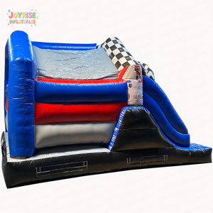 Château gonflable sur le thème des sports de course avec décor de voiture - Toboggan gonflable pour enfants pour fêtes en plein air et événements de carnaval - Product Image 3