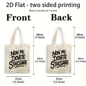 Bolsa de Lona con Estampado de Patrones NON MI DOVETE STRESSRE y Logotipo Personalizado, Apta para Uso Diario, Compras, Escuela y Viajes - Product Image 3