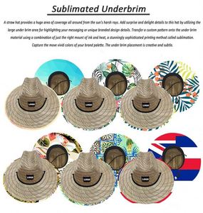 Sombrero de paja de ala ancha personalizado al por mayor con logo, diseño de bandera estadounidense, para salvavidas, con logo, para playa - Product Image 3