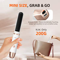 Sisir sikat pengeriting pelurus rambut portabel, sisir pelurus rambut nirkabel portabel Mini bahan keramik, besi datar tahan panas Usb