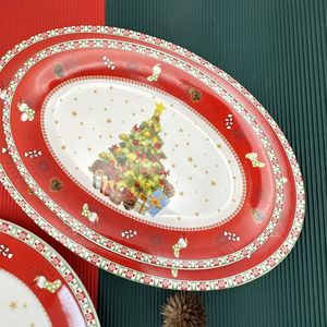 Assiette en céramique 2026 en gros pour Noël, assiette à bœuf, assiette à petit-déjeuner et dessert peinte à la main, cadeau de festival - Product Image 6