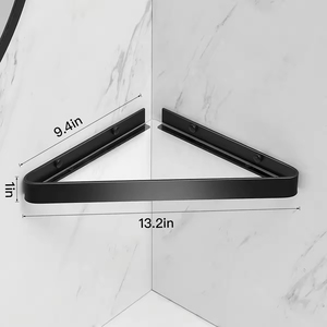 Étagère d'organisateur d'angle de salle de bain en <span class=keywords><strong>verre</strong></span> noir adhésif et <span class=keywords><strong>porte</strong></span>-shampooing de caddies de <span class=keywords><strong>douche</strong></span> montés <span class=keywords><strong>sur</strong></span> perceuse avec supports en aluminium - Product Image 2