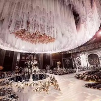 Tentures de Plafond Romantiques en Tulle Deux Couches pour Décoration Suspendue de Mariage et Événements Scéniques
