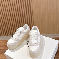 Baskets compensées en daim pour femme, style designer, de haute qualité, basses, à lacets, semelle épaisse, décontractées, pour la marche, avec amorti