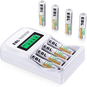Pour EBL Lot de 8 piles AAA rechargeables haute capacité 1100mAh avec chargeur LCD individuel Chargeur de piles rechargeables AA/AAA - Product Image 2