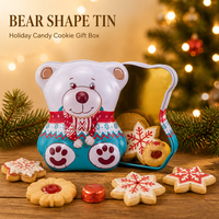 Vente en gros de boîte en fer blanc fantaisie spéciale boîte métallique vide en conception d'ours en peluche pour emballage de biscuits bonbons truffes chocolats