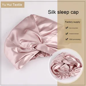 Bonnet de nuit en soie de mûrier 100% pure 22 Momme, <span class=keywords><strong>double</strong></span> couche, avec bande élastique, fibre de qualité 6A, certifié OEKO-TEX - Product Image 2