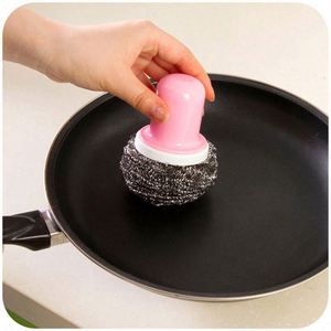 Colin Eco-Friendly Stainless Steel Wire Copper Coated Mesh Scourer Plastic <b>Handle</b> Heavy Duty Kitchen Cleaning Brush ISO9001 - Product Image 5