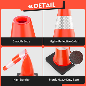 Conos de Seguridad Vial CITICITY de 36 Pulgadas con Base Negra Ponderada, Conos Naranjas de Plástico PVC con Cuello Reflectante de Alta Visibilidad - Product Image 4