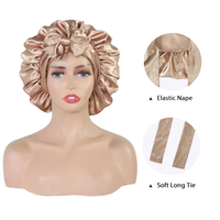 Bonnets longs en satin avec bande de cravate, bonnet à grande tresse rose rose bonnet à cheveux soyeux pour Locs femmes qui dorment