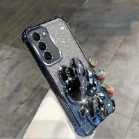 Coque de téléphone portable électroplaquée à paillettes avec support miroir lapin pour Samsung Galaxy S26 S25 S24 S23 Ultra A17 A37 A57 A56