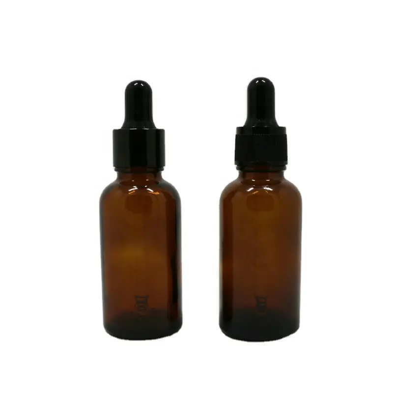Uçucu yağ e sıvı kozmetik serum ambalaj OEM 30ml 1 oz kahverengi amber cam damlalık tentür şişeleri